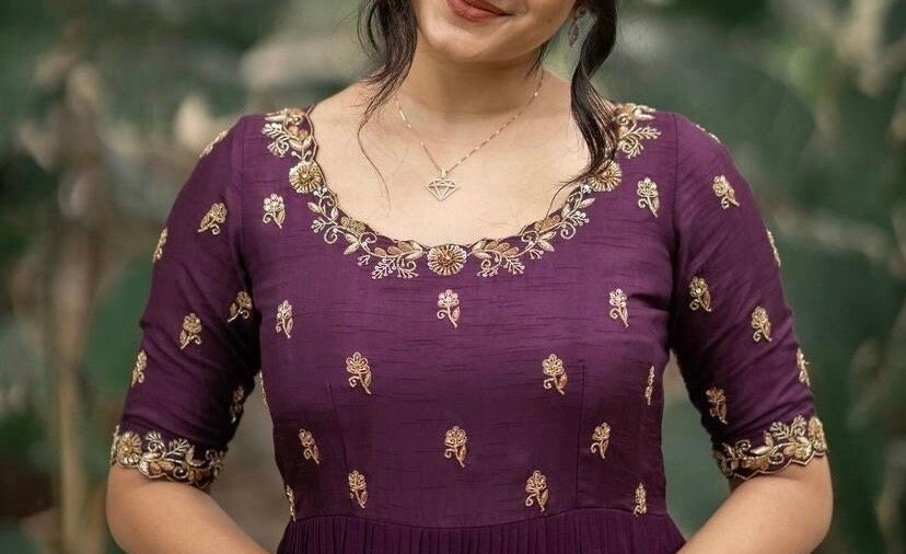 Wine color Anarkali suit usa/burgundy anarkali kurta/hand embroidered anarkali/wine embroidery anarkali dress/Indian dresses/Indian anarkali