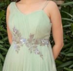 Hand embroidered Anarkali/tulle hand embroidery dress/heavy soft net designer gown USA/ tulle gown/prom dress/wedding gown /braids made gown