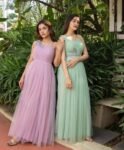 Hand embroidered Anarkali/tulle hand embroidery dress/heavy soft net designer gown USA/ tulle gown/prom dress/wedding gown /braids made gown