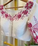 pure silk hand embroidery blouse/cream maggam blouse/pure raw silk zardosi blouse/hand embroidered blouse/cream designer ready made blouse
