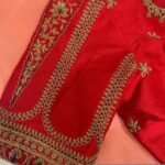 pure silk hand embroidery blouse/reddish pink maggam blouse /raw silk zardosi blouse/hand embroidered blouse /red ready made blouse zardosi