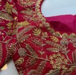 pure silk hand embroidery bridal blouse/ maggam blouse/red bridal zardosi blouse/red hand embroidered blouse/heavy embroidery wedding blouse