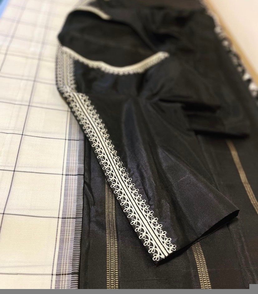 pure silk hand embroidery blouse/saree maggam blouse/black zardosi blouse/hand embroidered moderblouse/black and white ready made blouse usa