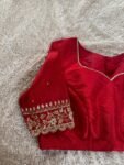 pure silk hand embroidery blouse/saree maggam blouse/red zardosi blouse/maroon red hand embroidered blouse/red ready made blouse zardosi usa