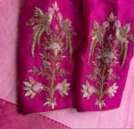 pure silk hand embroidery blouse/saree maggam blouse/hot pink zardosi blouse/hand embroidered blouse /magenta pink ready made blouse zardosi