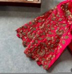 pure silk hand embroidery blouse/saree maggam blouse/hot pink zardosi blouse/hand embroidered blouse /magenta pink ready made blouse zardosi