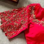 pure silk hand embroidery blouse/saree maggam blouse/hot pink zardosi blouse/hand embroidered blouse /magenta pink ready made blouse zardosi