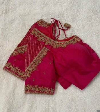 pure silk pink hand embroidery blouse/saree maggam blouse/pink maggam blouse/pink hand embroidered blouse/pink ready made handwork blouse