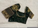 Bottle green silk hand embroidery blouse / saree maggam yellow blouse /saree blouse/ hand embroidered blouse /ready made blouse zardosi