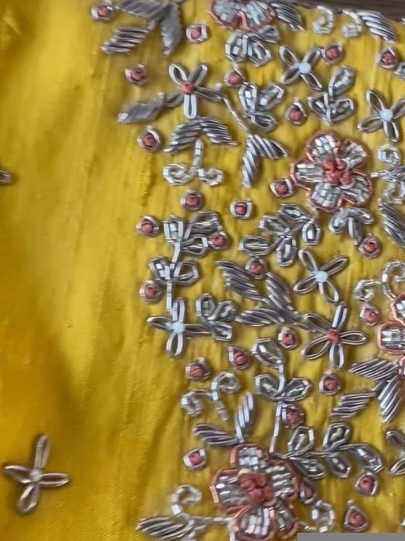 pure silk hand embroidery blouse/saree maggam yellow blouse/yellow blouse/heavy hand embroidered blouse/ready made blouse zardosi/voggish us