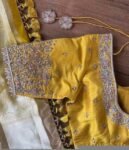 pure silk hand embroidery blouse/saree maggam yellow blouse/yellow blouse/heavy hand embroidered blouse/ready made blouse zardosi/voggish us