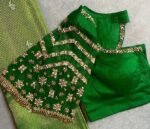pure silk green hand embroidery blouse/saree maggam blouse/raw silk zardosi blouse/green hand embroidered blouse/ready made green blouse usa
