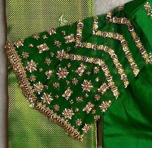 pure silk green hand embroidery blouse/saree maggam blouse/raw silk zardosi blouse/green hand embroidered blouse/ready made green blouse usa