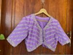 pure silk hand embroidery bridal blouse/maggam blouse/bridal zardosi blouse/lavender hand embroidered blouse/heavy stripes embroidery blouse
