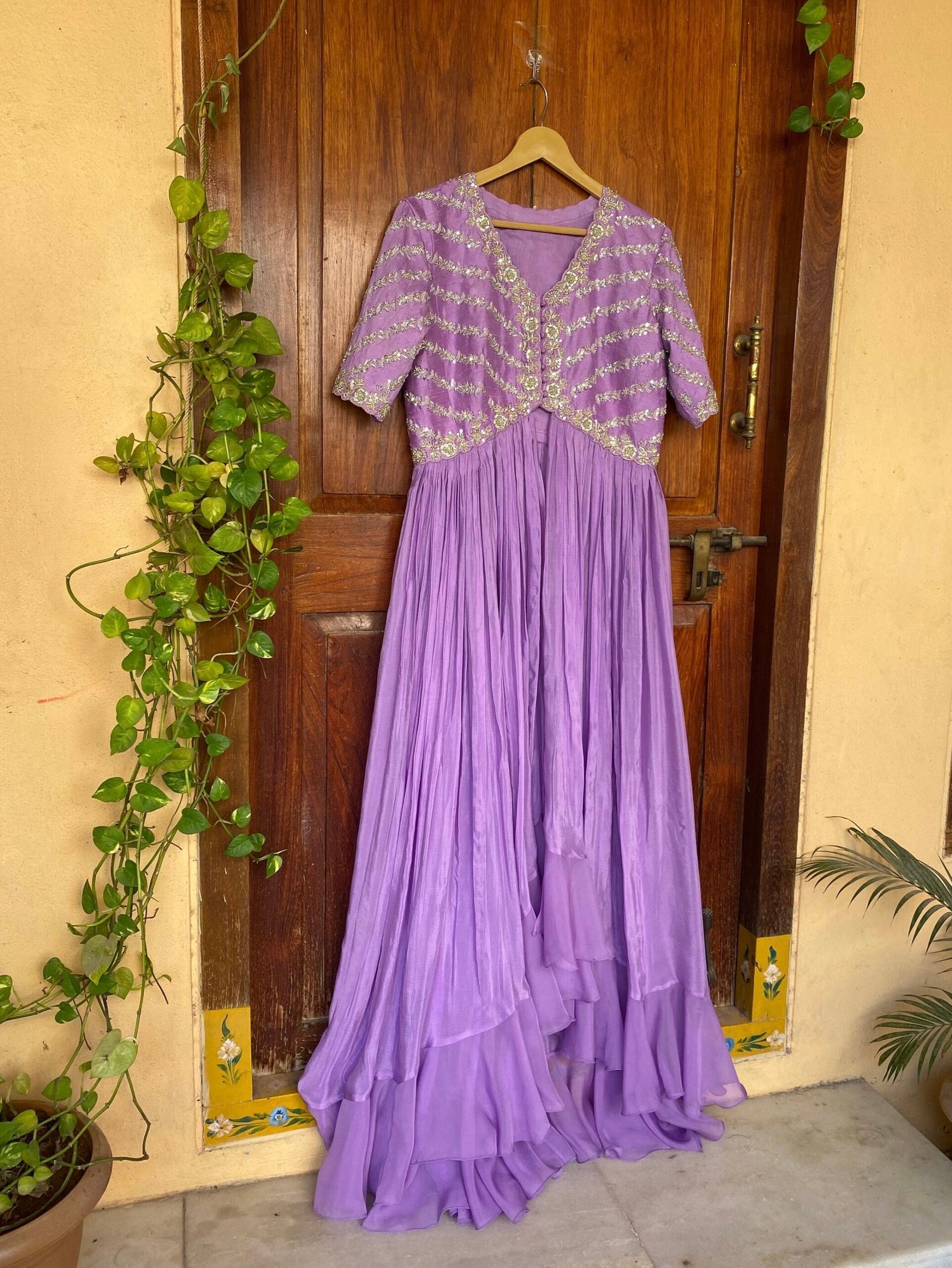 Lavender Anarkali suit usa/hand embroidery anarkali suit set/anarkali with skirt /lavender dress/sharara set usa/slit kurta with Lehenga set