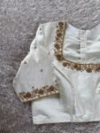 pure silk hand embroidery blouse/saree maggam cream blouse/cream blouse/white hand embroidered blouse/ready made blouse zardosi/blouses usa