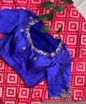 pure silk hand embroidery blouse/blue maggam blouse /raw silk zardosi blouse/blue hand embroidered blouse/designer readymade handwork blouse