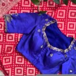 pure silk hand embroidery blouse/blue maggam blouse /raw silk zardosi blouse/blue hand embroidered blouse/designer readymade handwork blouse