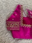 pure silk hand embroidery blouse/saree maggam blouse/hot pink zardosi blouse/hand embroidered blouse /magenta pink ready made blouse zardosi