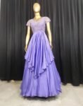Draped Maxi dress usa/lavender layered maxi dress/Draped saree dress with hand embroidery/pre draped saree gown/cocktail dress/sequin dress