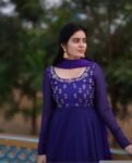 Hand embroidered Anarkali with dupatta/dark blue anarkali suit/georgette anarkali dupatta USA/Indian dresses/royal blue anarkali dupatta set