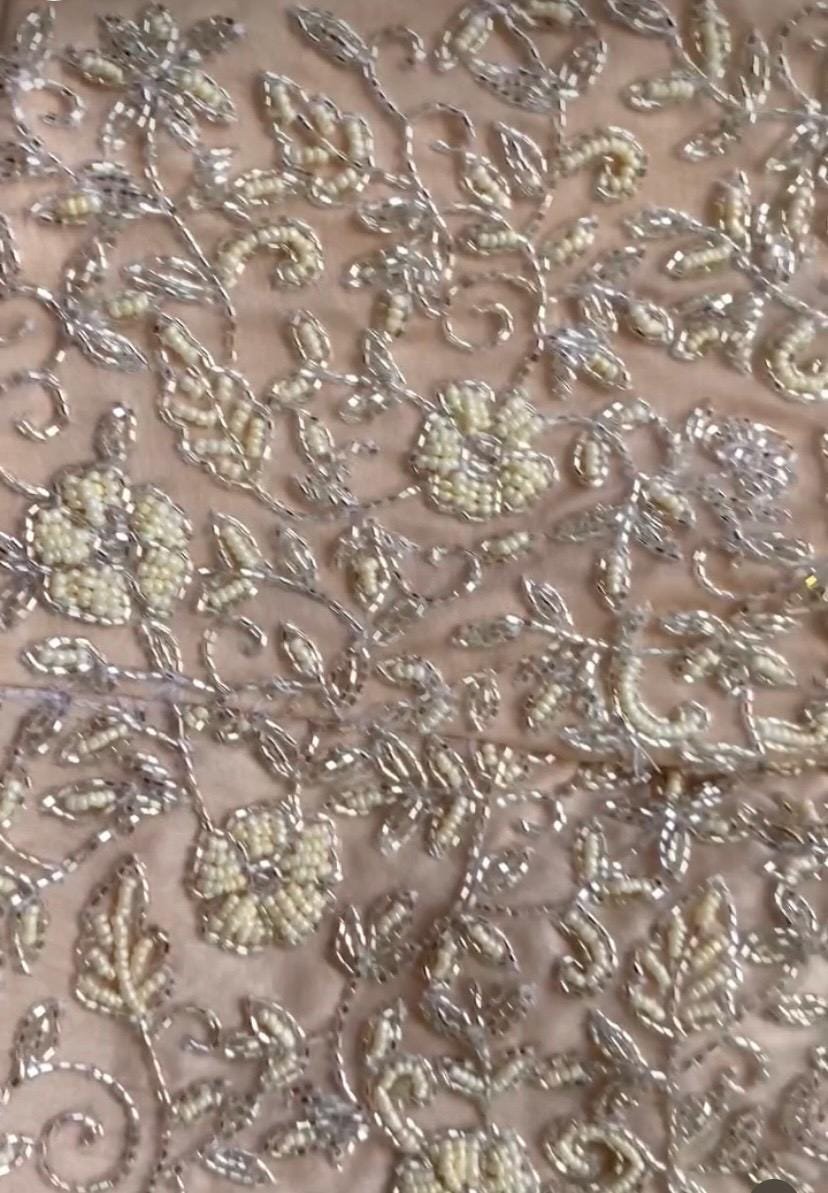 Anarkali suit usa/peach anarkali kurta/peach short sleeve anarkali/cream anarkali/light peach heavy hand embroidered anarkali with dupatta