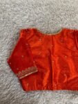 pure silk hand embroidery blouse/orange saree maggam blouse/raw silk zardosi blouse/hand embroidered blouse/ready made blouse/orange blouse
