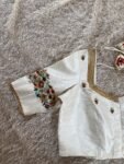 pure silk hand embroidery blouse/modern saree maggam blouse/cream zardosi blouse/multi hand embroidered blouse/off white ready made blouse