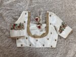 pure silk hand embroidery blouse/modern saree maggam blouse/cream zardosi blouse/multi hand embroidered blouse/off white ready made blouse