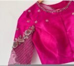 pure silk hand embroidery blouse/pink maggam blouse/silk zardosi blouse/hand embroidered blouse/pink ready made blouse zardosi/pink blouse