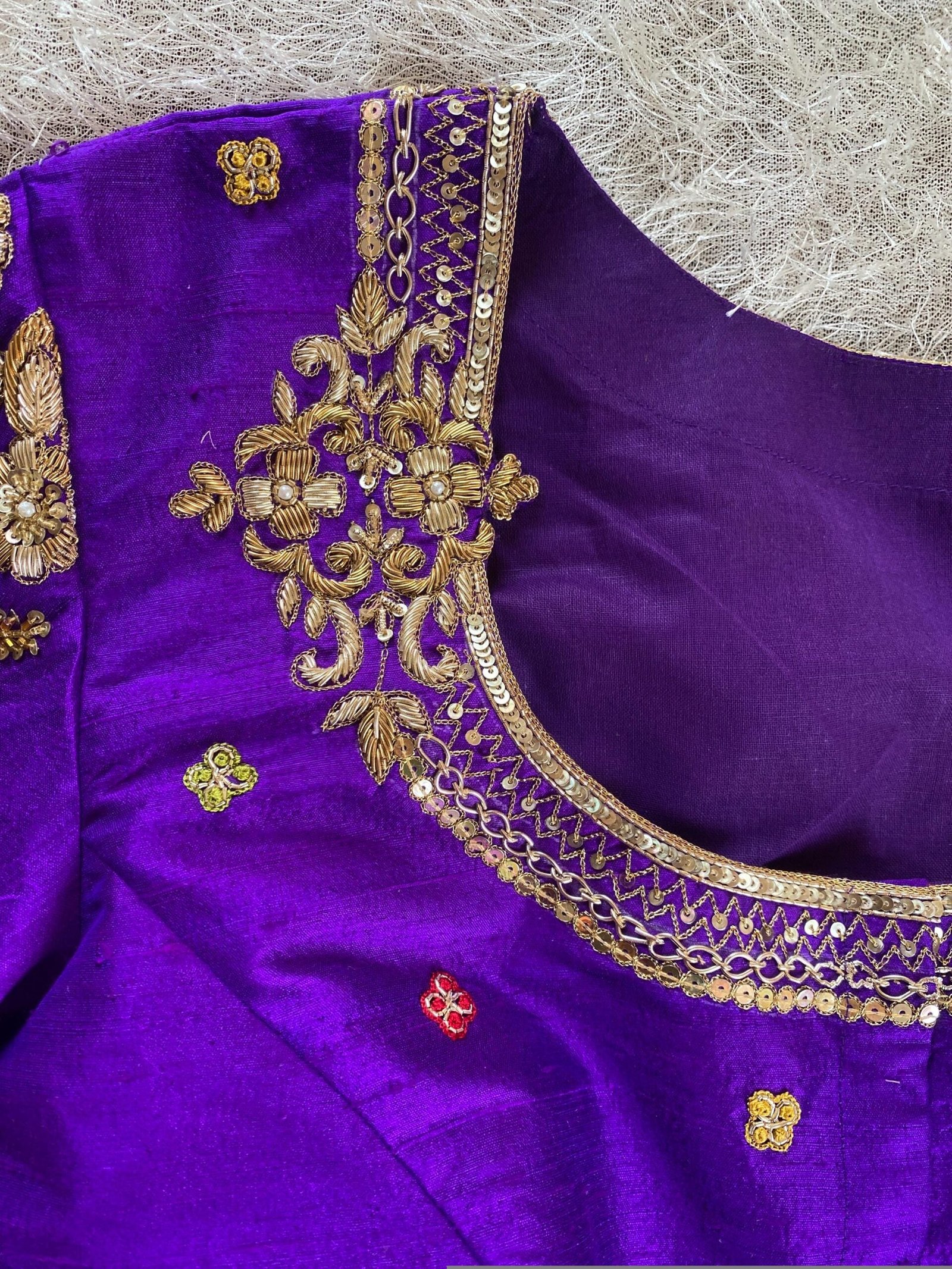 pure silk hand embroidery blouse/saree maggam blouse/purple zardosi blouse usa/hand embroidered moderblouse/ready made blouse zardosi usa