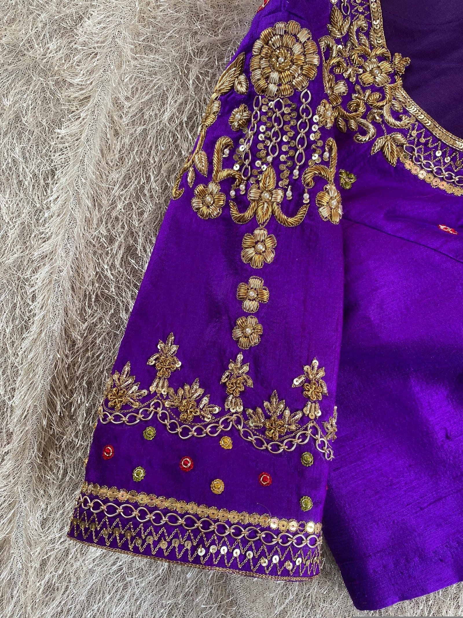 pure silk hand embroidery blouse/saree maggam blouse/purple zardosi blouse usa/hand embroidered moderblouse/ready made blouse zardosi usa