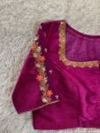 pure silk hand embroidery blouse/magenta pink maggam blouse/purple zardosi blouse/wedding hand embroidered blouse/bridal ready made blouse