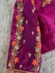 pure silk hand embroidery blouse/magenta pink maggam blouse/purple zardosi blouse/wedding hand embroidered blouse/bridal ready made blouse