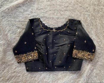 pure silk hand embroidery blouse /  saree maggam blouse / checks zardosi blouse / hand embroidered blouse / black ready made blouse zardosi