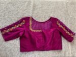 pure silk hand embroidery blouse/magenta pink maggam blouse/purple zardosi blouse/wedding hand embroidered blouse/bridal ready made blouse