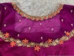 pure silk hand embroidery blouse/magenta pink maggam blouse/purple zardosi blouse/wedding hand embroidered blouse/bridal ready made blouse