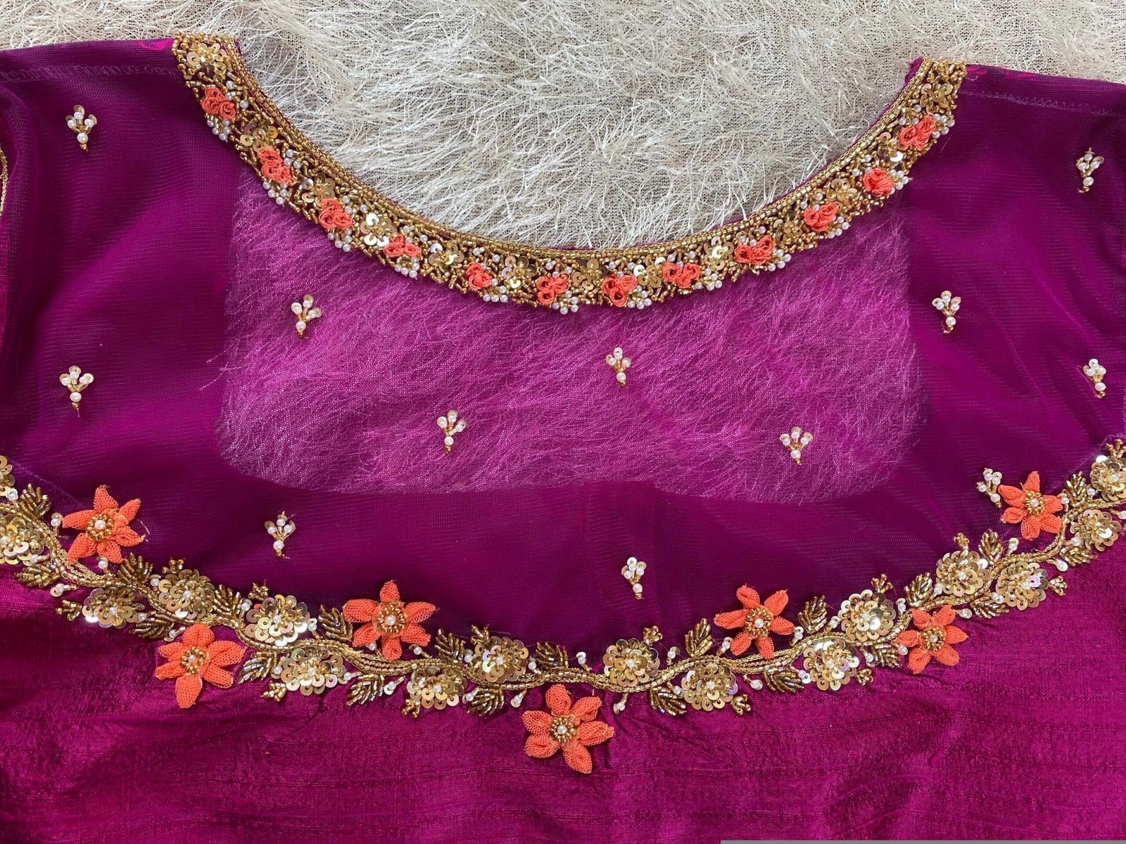 pure silk hand embroidery blouse/magenta pink maggam blouse/purple zardosi blouse/wedding hand embroidered blouse/bridal ready made blouse