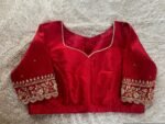 pure silk hand embroidery blouse/saree maggam blouse/red zardosi blouse/maroon red hand embroidered blouse/red ready made blouse zardosi usa