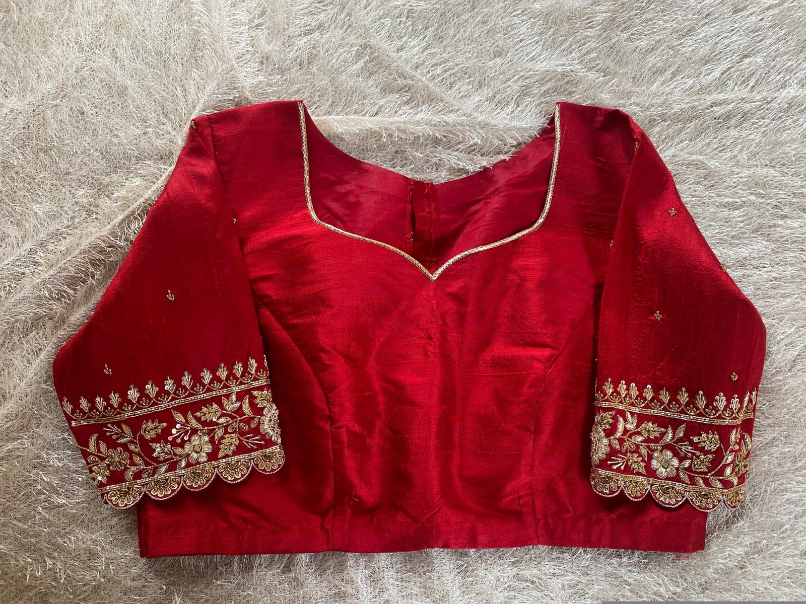 pure silk hand embroidery blouse/saree maggam blouse/red zardosi blouse/maroon red hand embroidered blouse/red ready made blouse zardosi usa