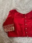 pure silk hand embroidery blouse/saree maggam blouse/red zardosi blouse/maroon red hand embroidered blouse/red ready made blouse zardosi usa
