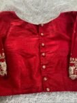 pure silk hand embroidery blouse/saree maggam blouse/red zardosi blouse/maroon red hand embroidered blouse/red ready made blouse zardosi usa