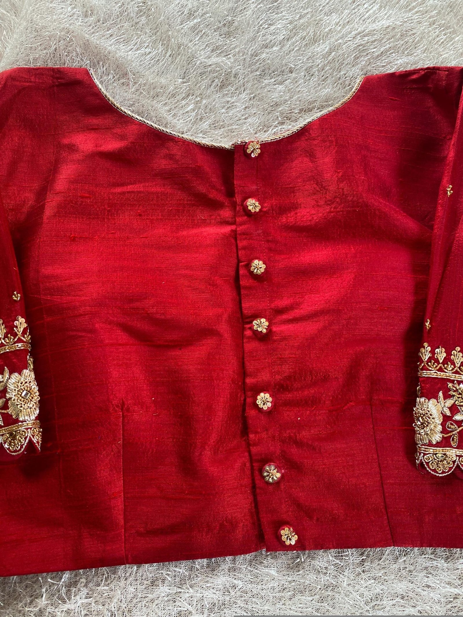 pure silk hand embroidery blouse/saree maggam blouse/red zardosi blouse/maroon red hand embroidered blouse/red ready made blouse zardosi usa