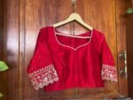 pure silk hand embroidery blouse/saree maggam blouse/red zardosi blouse/maroon red hand embroidered blouse/red ready made blouse zardosi usa