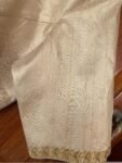 Hand Embroidered Silk Saree Blouse: Beige Zardosi Maggam