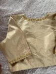 Hand Embroidered Silk Saree Blouse: Beige Zardosi Maggam