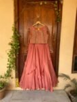 Women’s lehenga set/crop top lehenga/Heavy  crop top skirt USA/wedding lehenga USA /sequin lehenga skirt/brown lehenga/teens top n  lehenga