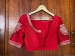 pure silk hand embroidery blouse/saree maggam blouse/red kundan blouse /maroon red hand embroidered blouse/red ready made blouse zardosi usa