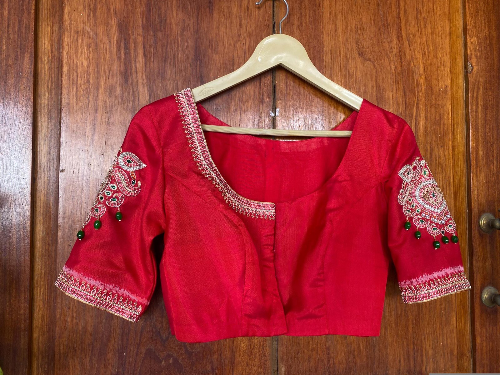 pure silk hand embroidery blouse/saree maggam blouse/red kundan blouse /maroon red hand embroidered blouse/red ready made blouse zardosi usa
