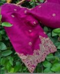 pure silk hand embroidery blouse/pink maggam blouse/silk zardosi blouse/hand embroidered blouse/ready made blouse zardosi/magenta pin blouse